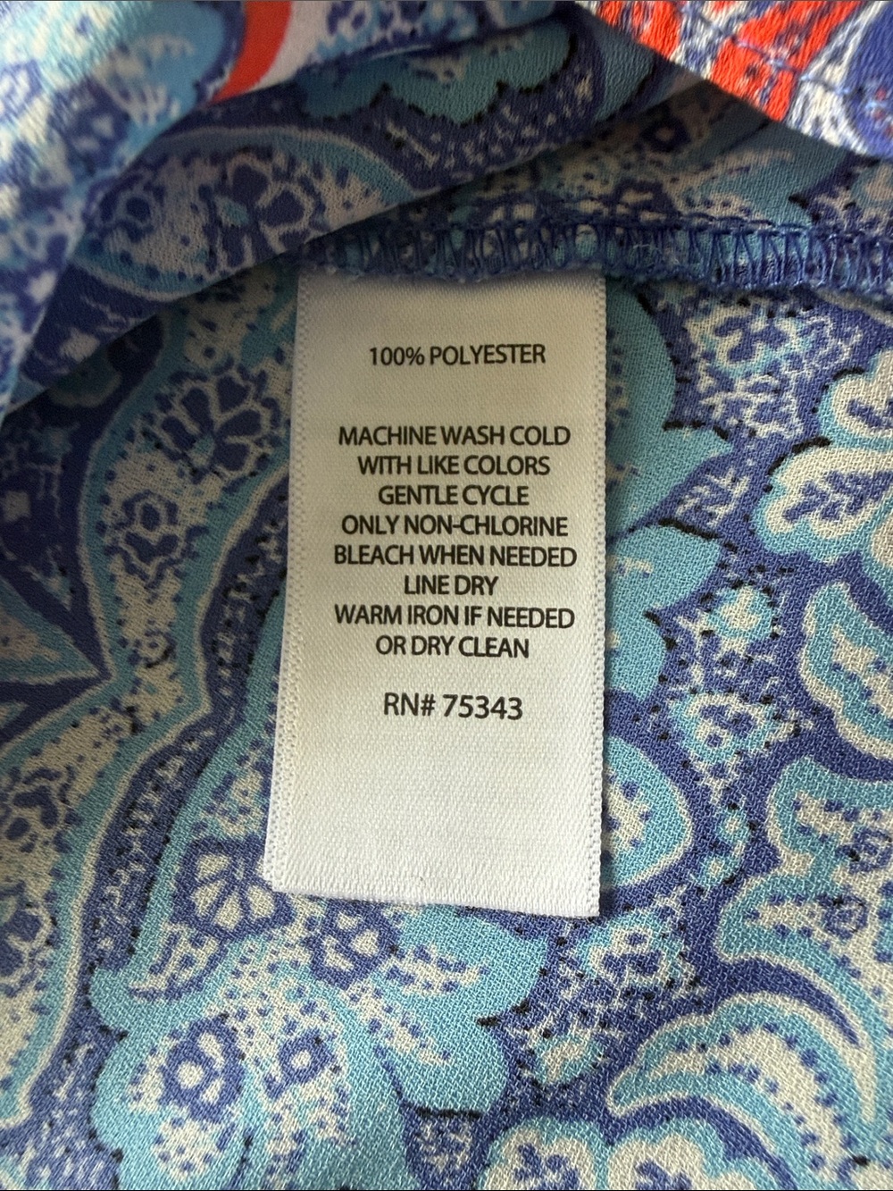 St. Tropez Blue & Orange Paisley Halter Top - Picture 8 of 9